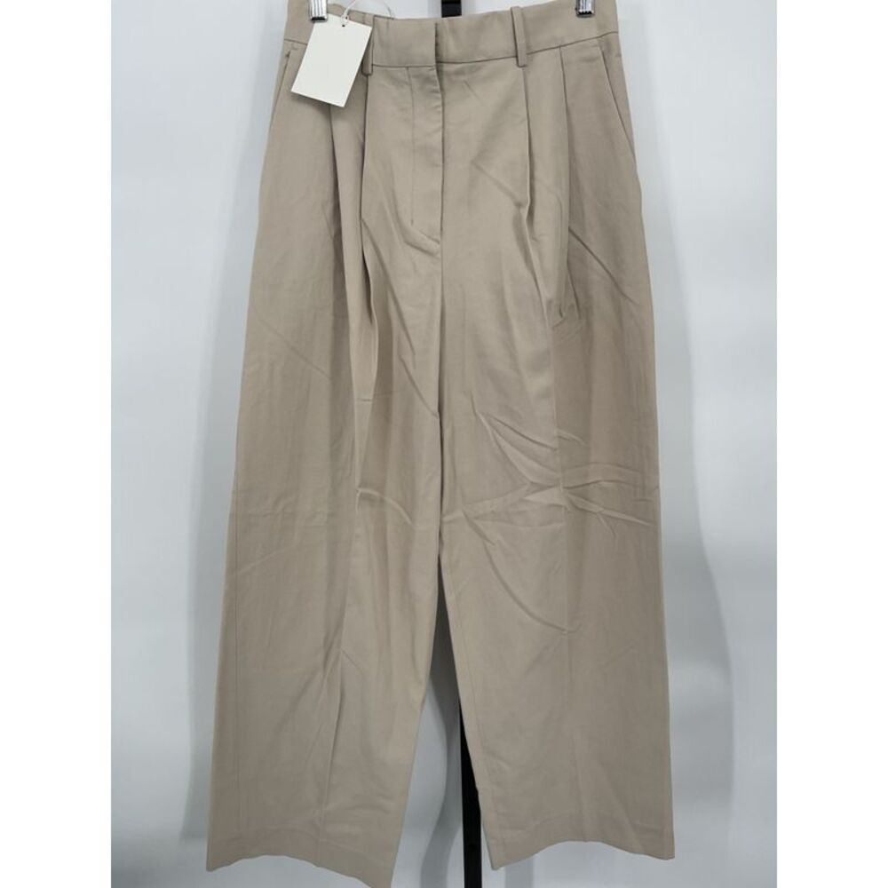 COS Women's Relaxed Tailored Wide-Leg Trousers Beige Pants Tan 4